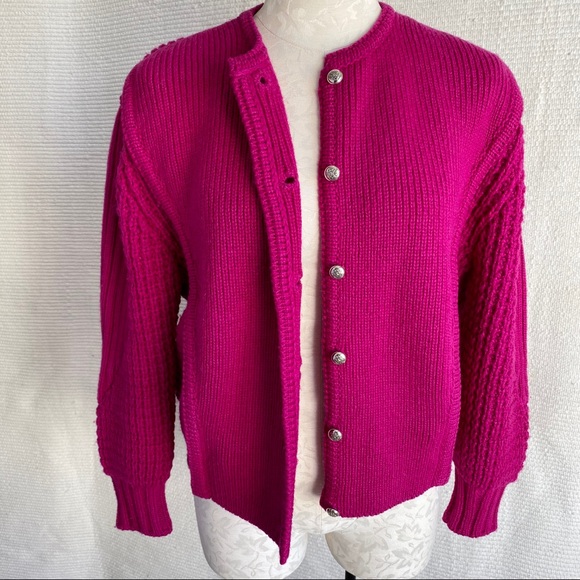 Vintage M/L Handwoven Wool Cardigan Knit Jacket - Picture 7 of 8